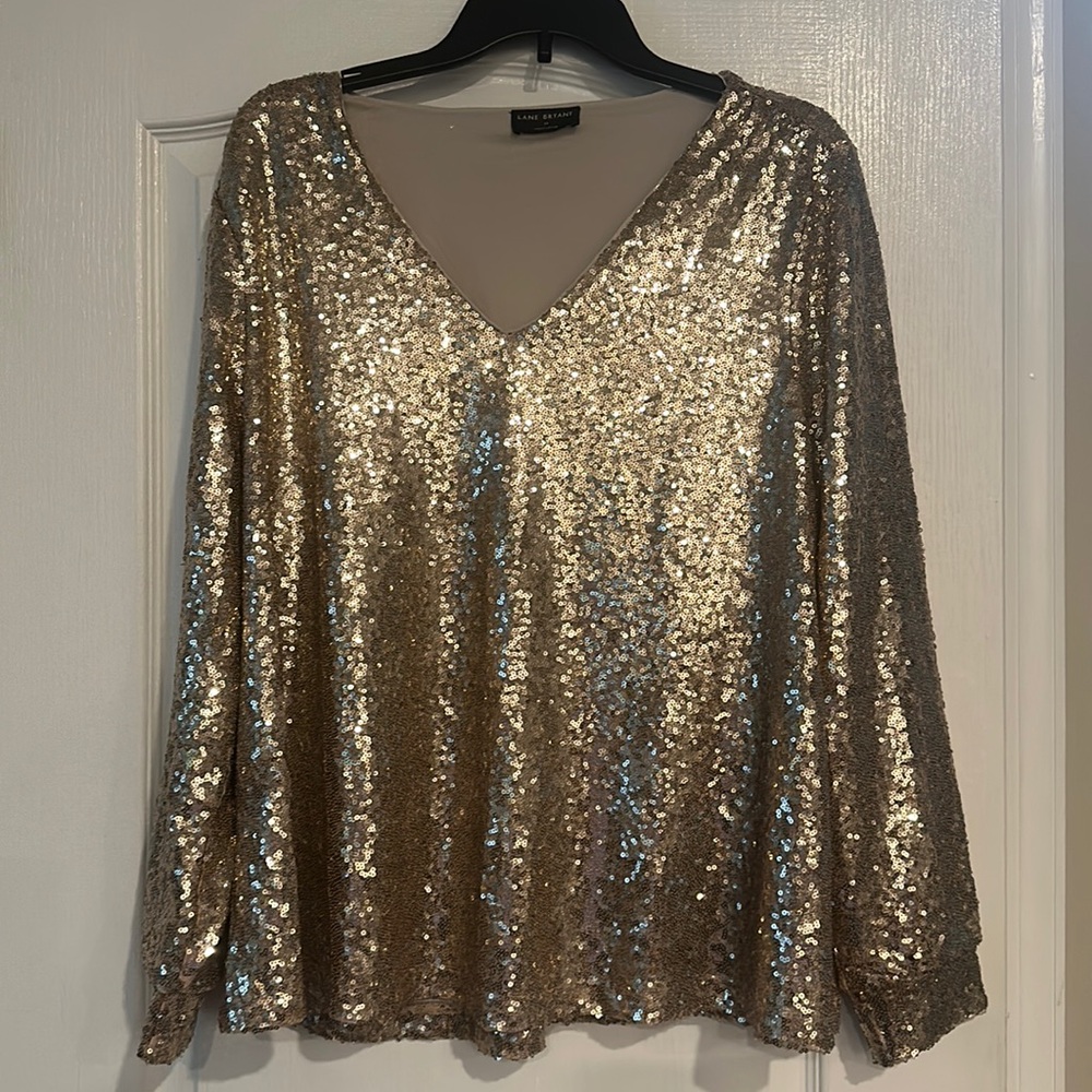 Lane Bryant gold sequin lined top